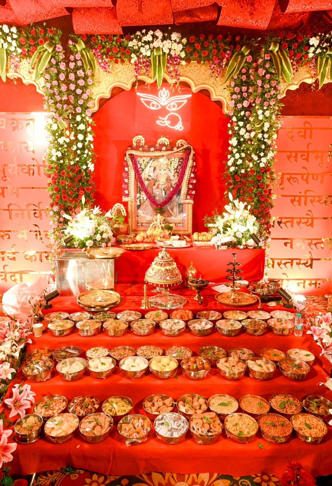 The Sky City Durga mandap during Navratri